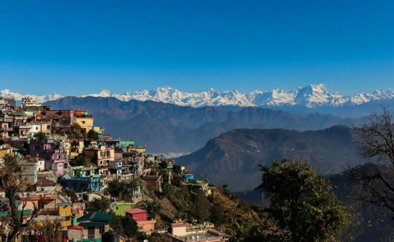 Pauri Garhwal hill town Himalayan view from Delhi